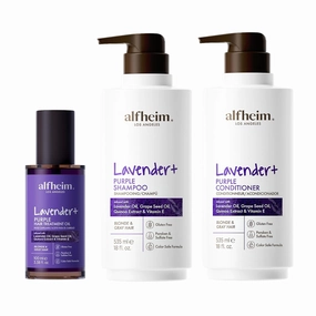 Lavender  Hair Care Set | Purple Shampoo   Conditioner   Hair Oil for Blonde, Silver & Highlighted Hair | Brass Neutralizing, Hydrating & Shine Enhancing | Sulfate-Free, Color-Safe | Holiday Gift Set