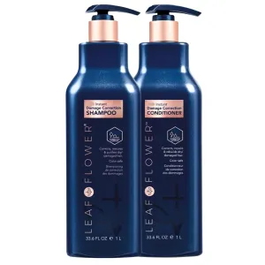 Leaf & Flower Shampoo & Conditioner 33.6 oz Duo Set | Necessities And Essentails Packaging (Blue/Damage Correction)