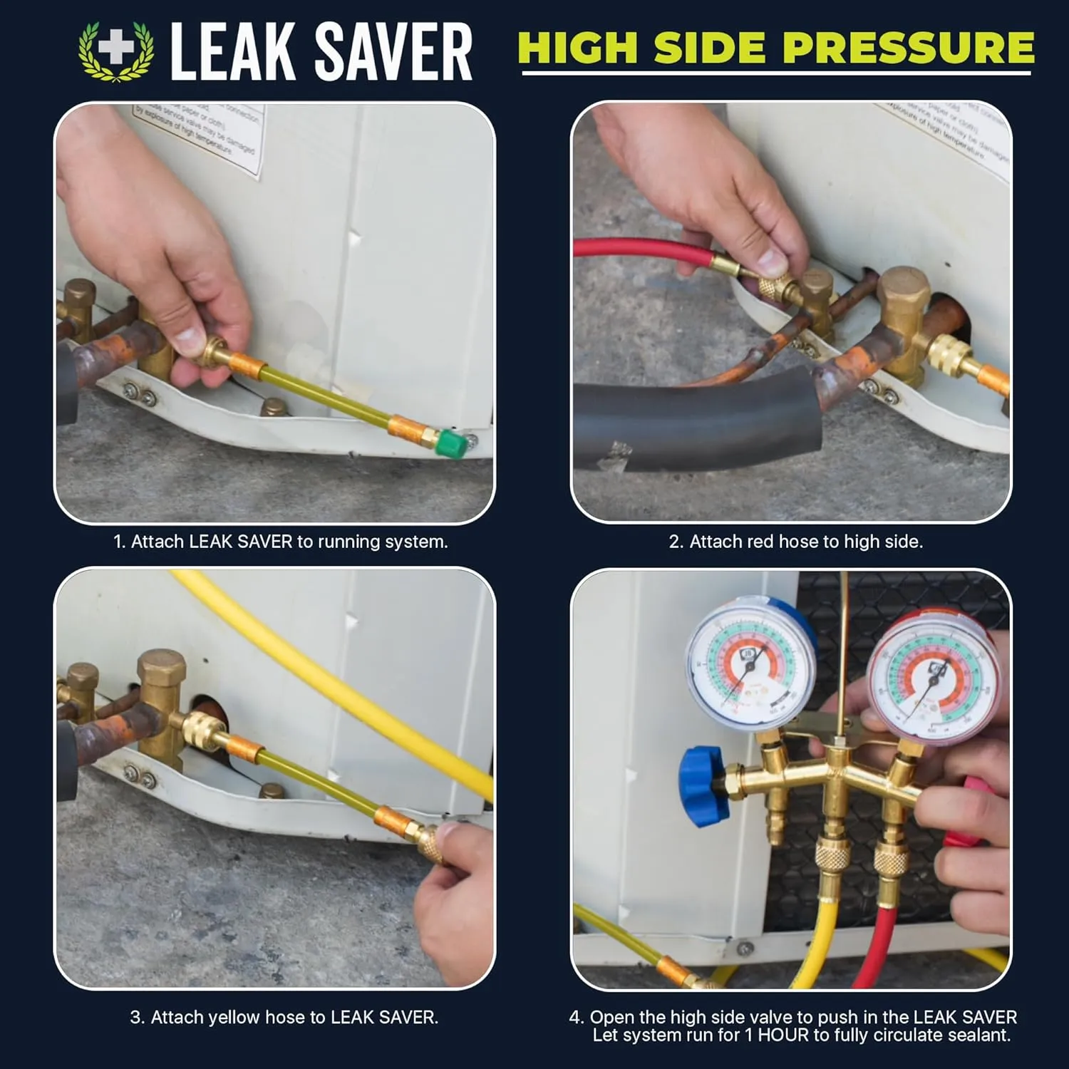 Leak Saver Direct Inject AC Leak Sealer | AC Stop Leak for Most HVAC Systems Up to 5 Tons | Works with All Systems & AC Refrigerants | Made in The USA