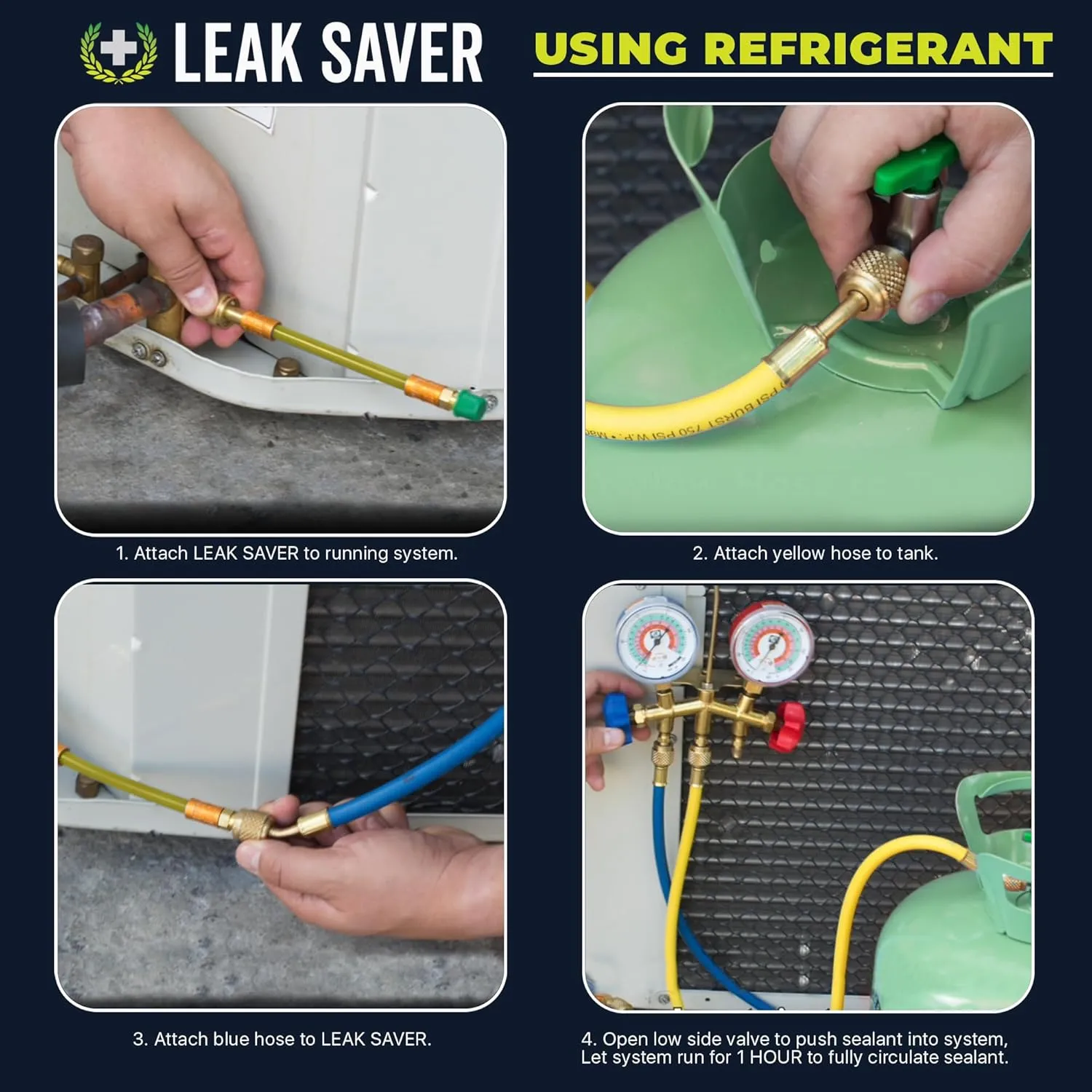 Leak Saver Direct Inject AC Leak Sealer | AC Stop Leak for Most HVAC Systems Up to 5 Tons | Works with All Systems & AC Refrigerants | Made in The USA
