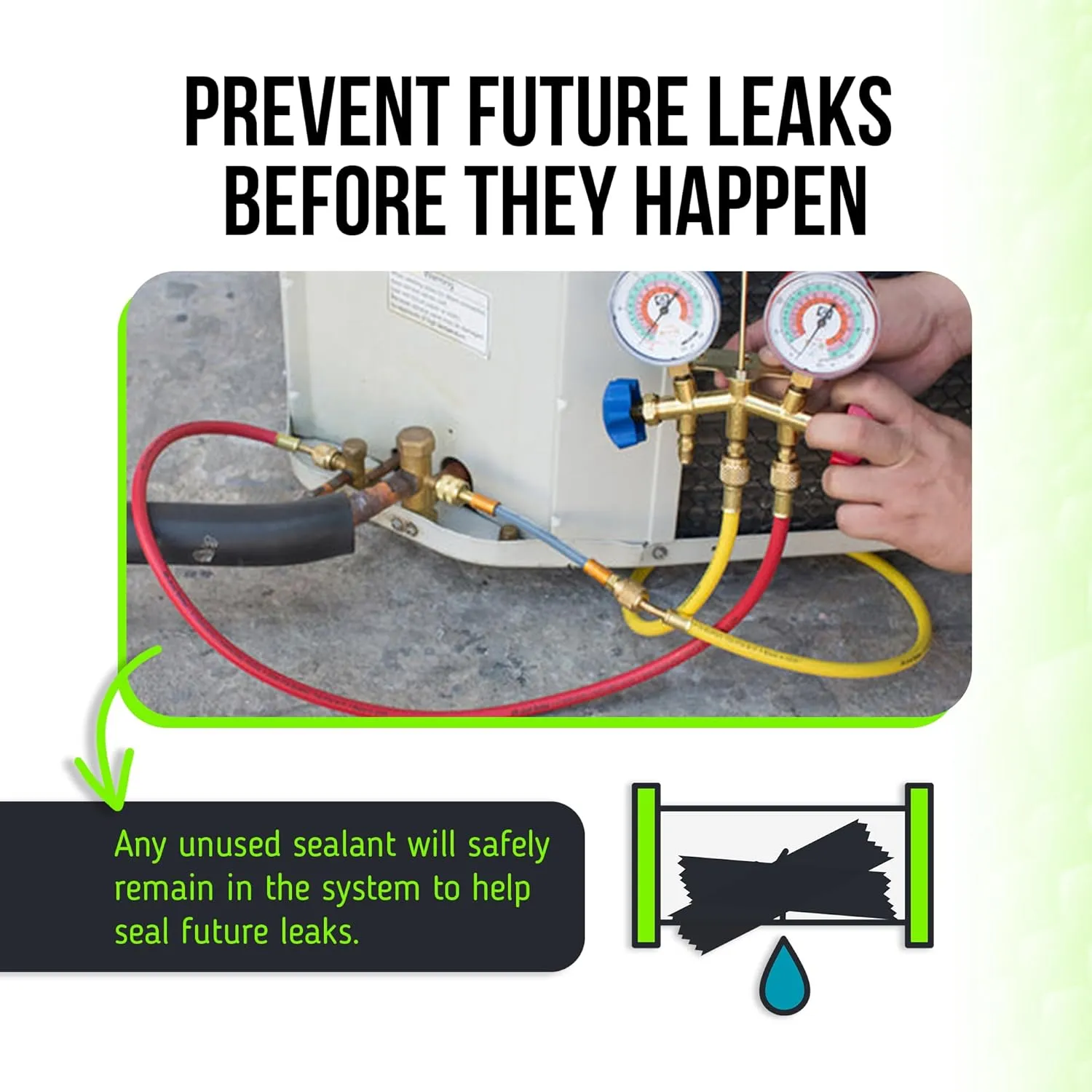 Leak Saver Direct Inject AC Leak Sealer | AC Stop Leak for Most HVAC Systems Up to 5 Tons | Works with All Systems & AC Refrigerants | Made in The USA