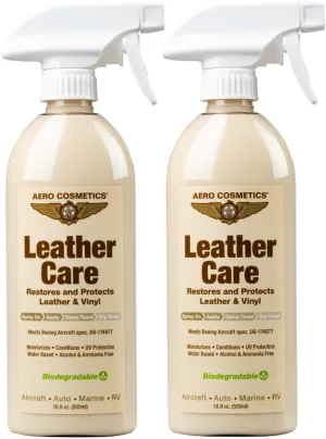 Leather Care, Conditioner, UV Protectant, Aircraft Grade Leather Care, Better Than Automotive Products. Excellent for Furniture, Car Seats, & RV 's, Does not Leave Dirt attracting Residue. 16oz