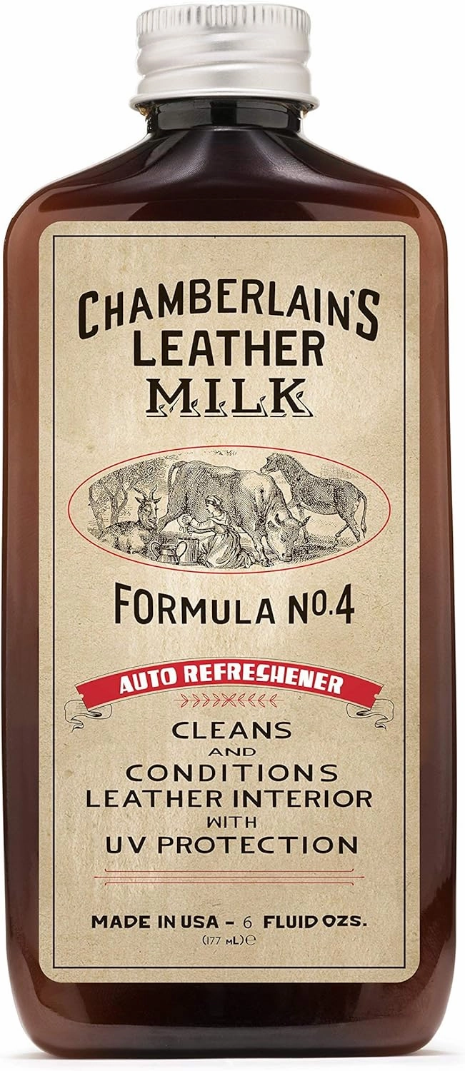 Leather Milk Auto Leather Conditioner and Cleaner with UV Protection - Auto Refreshener No. 4 - All Natural, Non-Toxic Auto Leather Interior Care. Made in USA. 2 Sizes. Applicator Pad Included.