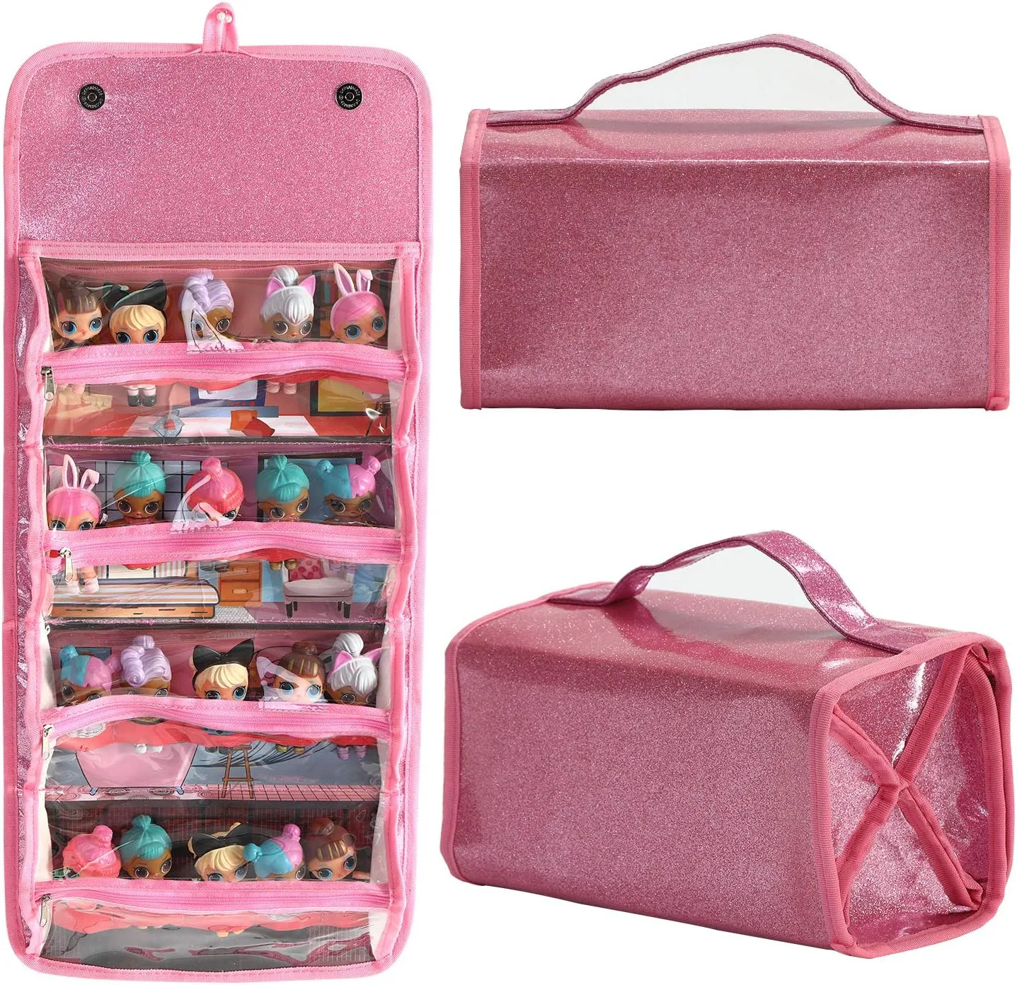 Leeche Storages & Display Case for Dolls Compatible with All LOL Surprise Dolls,Easy Carrying Storage Organizer Clear View Case(Dolls Not Includ)