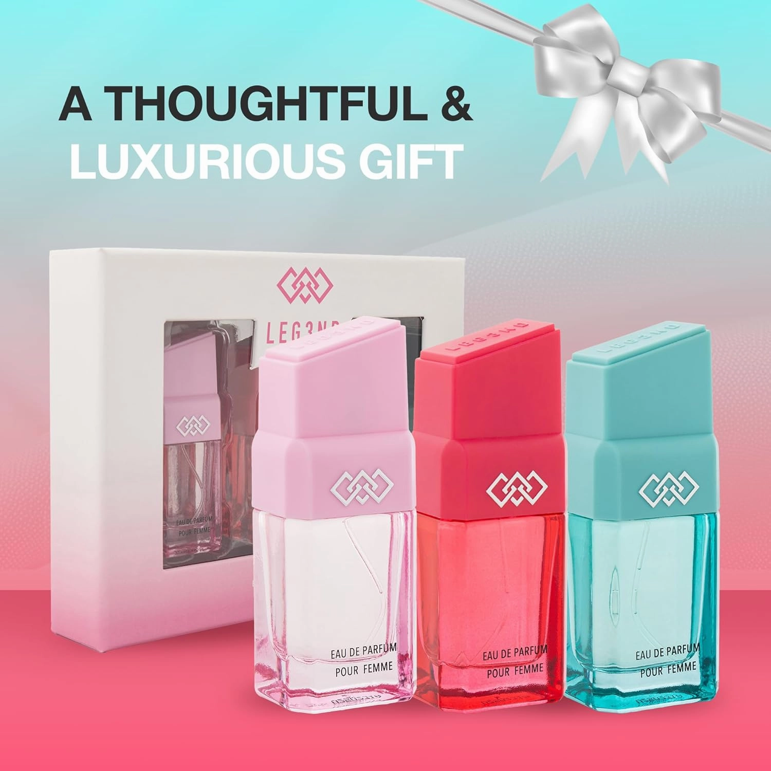 LEG3ND Set of 3 Pour Femme - Fresh, Floral & Sweet Cologne for Women - Long-Lasting Luxury Fragrance with Essential Oils - Comes in a Glass Bottle Spray (15ml each)