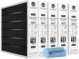 Lennox X6672 16x25x5 Furnace Filter, Lennox Healthy Climate Carbon Clean Merv 16 Home HVAC Air Filter 5 Pack with Wholesalehome Cleaning Cloth