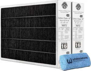 Lennox X6672 Healthy Climate 16x25x5 Furnace Filter, Merv 16 Carbon Clean Home Air filter for HVAC system 2 Pack with Cleaning Cloth