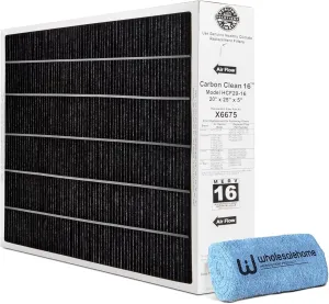 Lennox X6675 20x25x5 Air Filter, Lennox Healthy Climate Carbon Clean Merv 16 Home Furnace Filter for HVAC system with Wholesalehome Cleaning Cloth