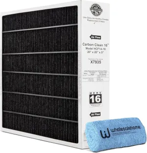Lennox X7935 20x20x5 Furnace Filter, Healthy Climate Carbon Clean Merv 16 Home HVAC Air Filter, with Wholesalehome Cleaning Cloth