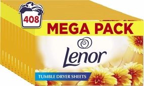 LENOR Fabric Tumble Dryer Sheets, 408 Sheets (34 x 12), Summer Breeze