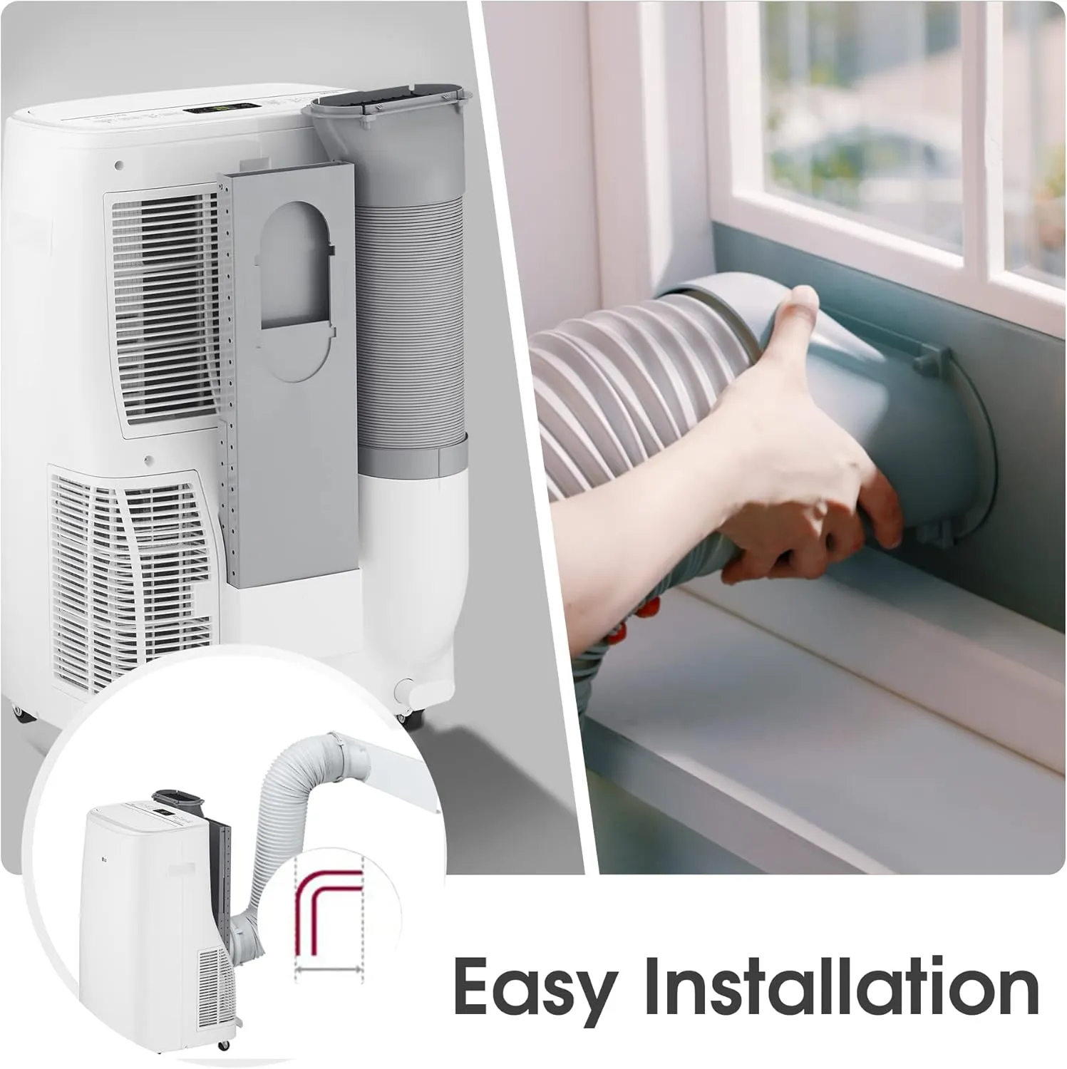 LG 10000 BTU SACC(14000 ASHRAE) Portable Air Conditioners with Dual Inverter Cools 450 Sqft Ultra Quiet & Easy Install WiFi App Medium & Large Room Air Conditioner AC Unit Home White LP1022FVSM