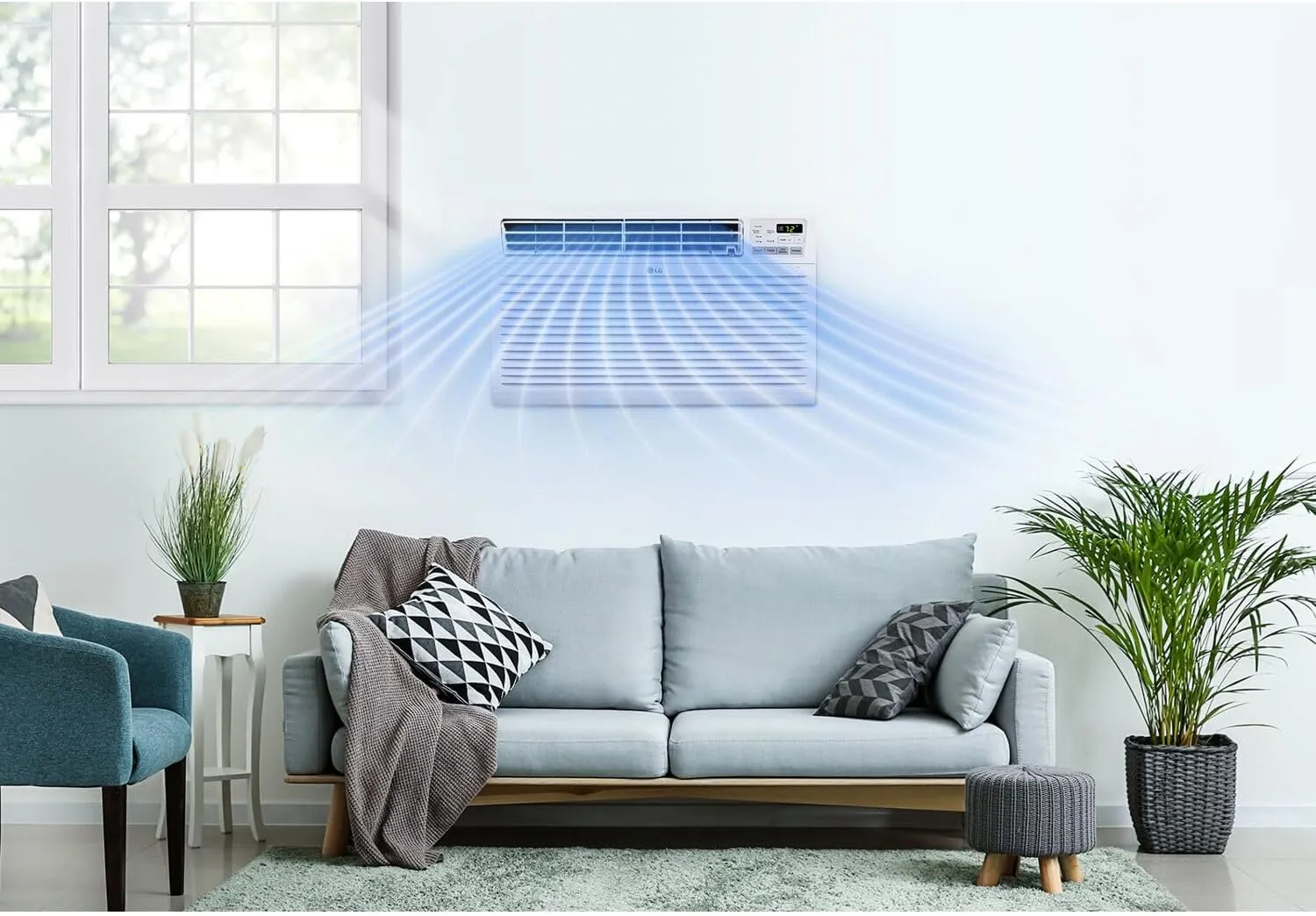LG 11,800 BTU Through the Wall Air Conditioner, 115V, Cools up to 530 Sq. Ft. for Bedroom, Living Room, Apartment, with Remote, 3 Cool & Fan Speeds, Universal design fits most sleeves, White