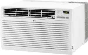 LG 11,800 BTU Through the Wall Air Conditioner, 115V, Cools up to 530 Sq. Ft. for Bedroom, Living Room, Apartment, with Remote, 3 Cool & Fan Speeds, Universal design fits most sleeves, White