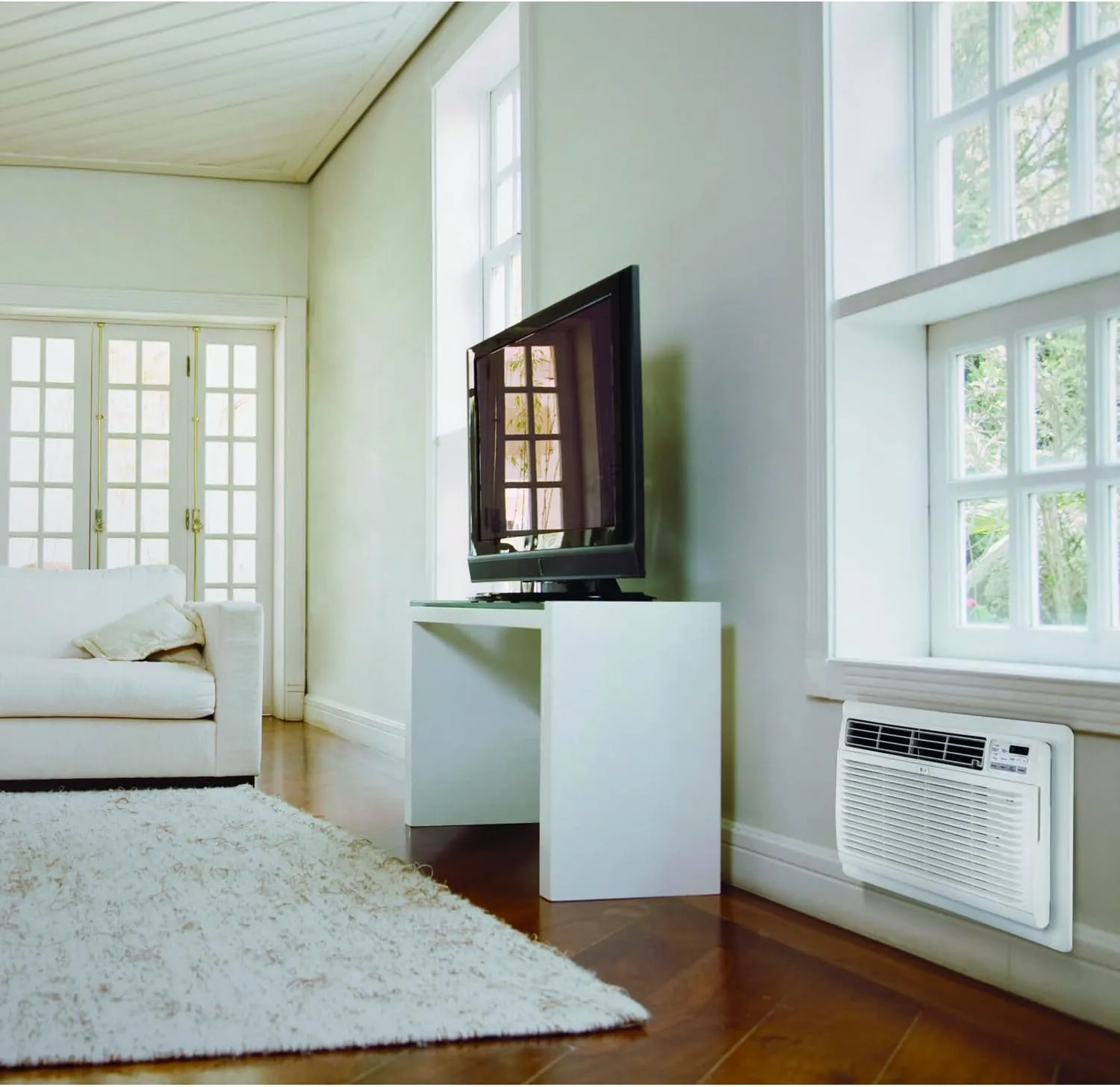 LG 11,800 BTU Through the Wall Air Conditioner, 115V, Cools up to 530 Sq. Ft. for Bedroom, Living Room, Apartment, with Remote, 3 Cool & Fan Speeds, Universal design fits most sleeves, White