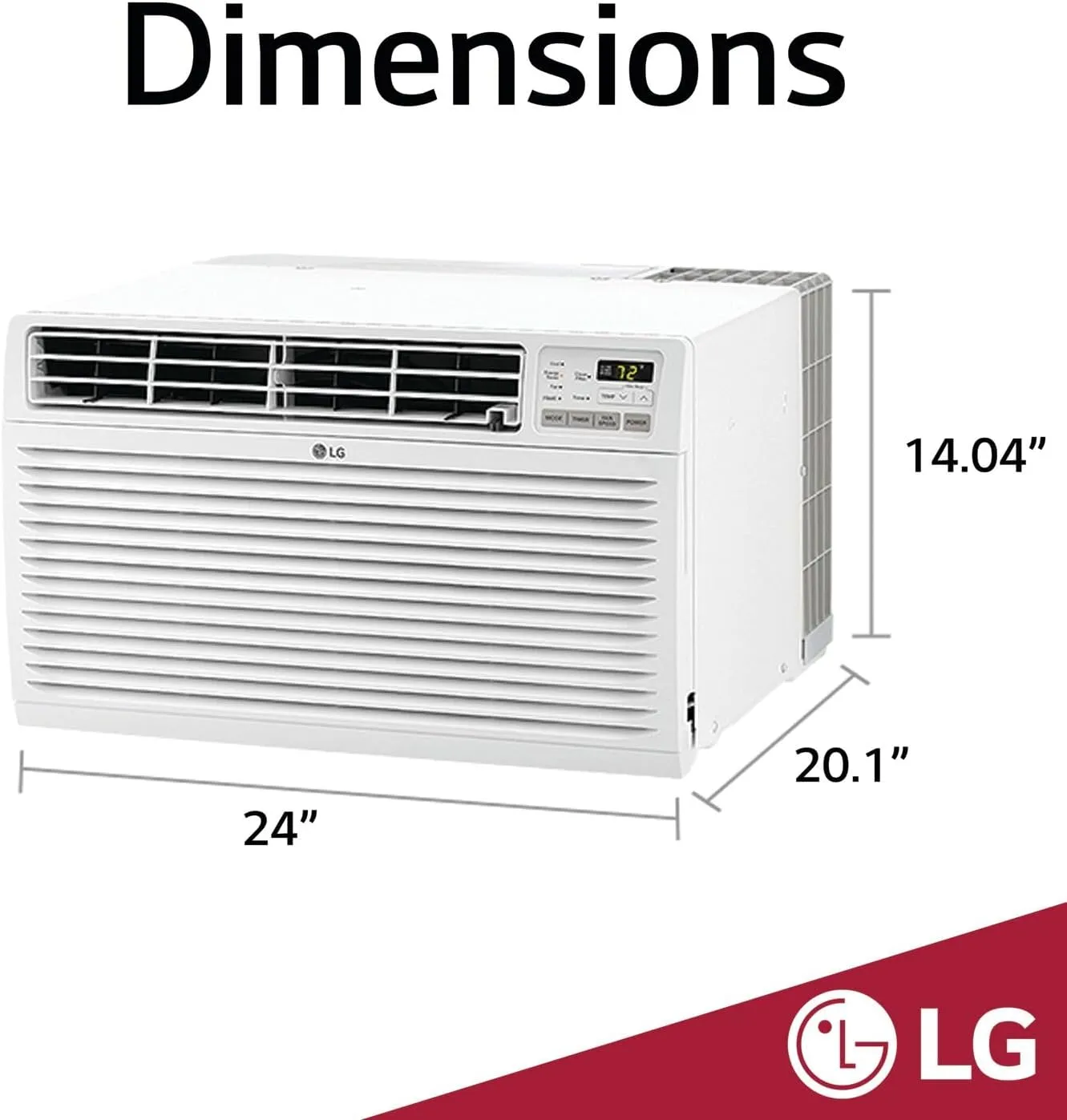 LG 7,800 BTU Through the Wall Air Conditioner, 115V, AC Wall Unit for Rooms up to 330 Sq. Ft., Perfect for Bedroom or Office, Wall Mounted AC Unit with Remote and 3 Cool & Fan Speeds, White