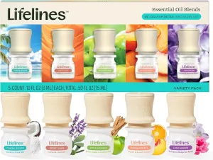 Lifelines Essential Oil Blends, 5-Pack Be Transported Discovery Set - Blended Essential Oils with Precision Pump for Aromatherapy Diffusers - Long-Lasting Scented Fragrance