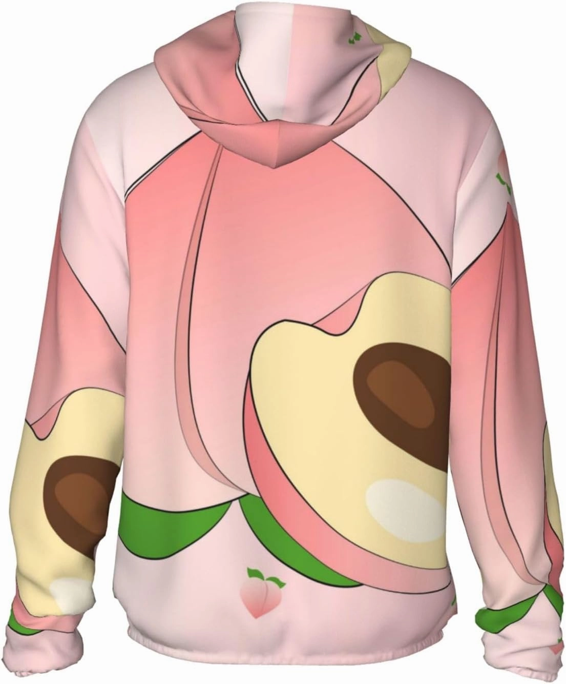 Lightweight UV Protection Sun Jacket, cartoon peach Print Sportswear Hooded Sunblock Shirt for Outdoor