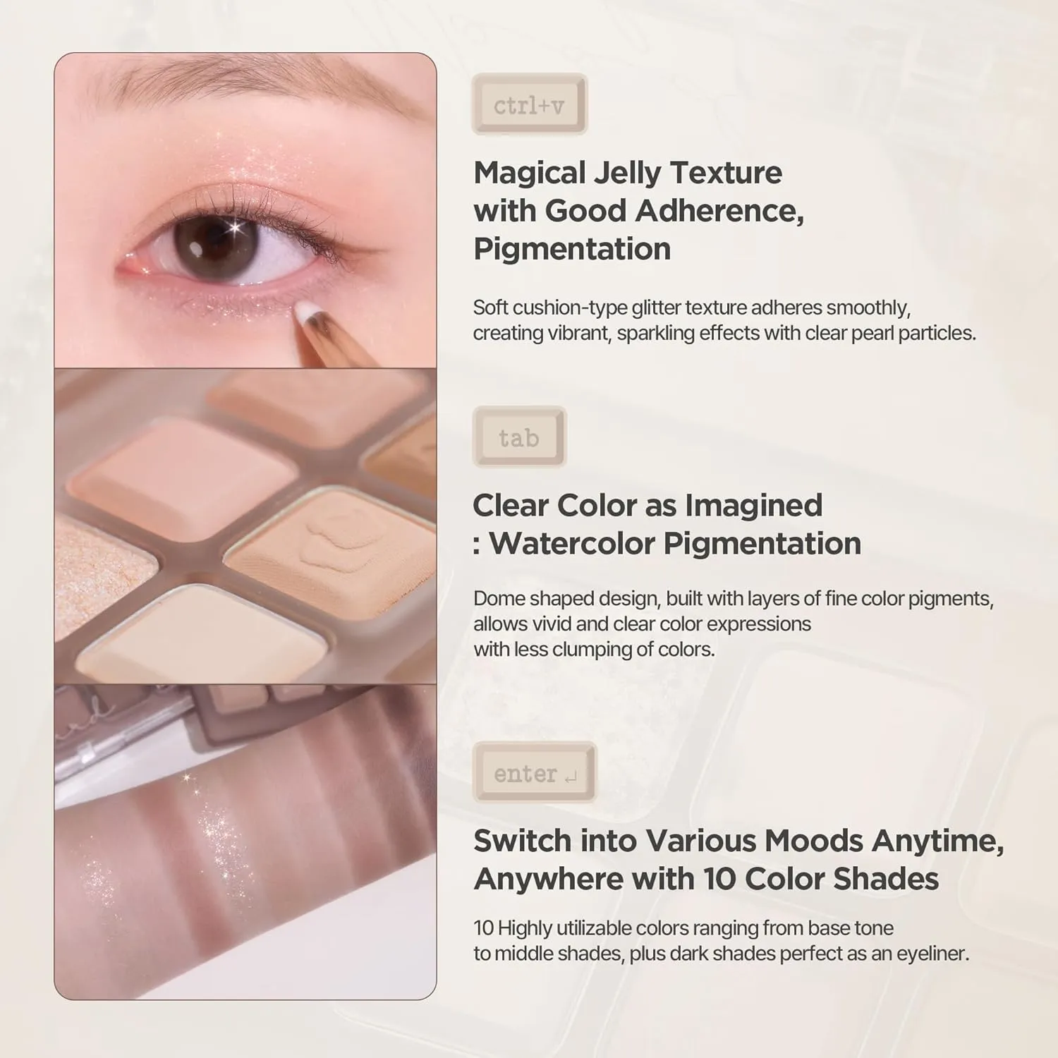 lilybyred Mood Keyboard | 10-Shade Korean Eyeshadow Palette, Highly Pigmented, Matte, Shimmer & Jelly Glitter, Smooth. Blendable, Long-Lasting, Dome-Shaped Design (12 Strawberry Chip Smore)