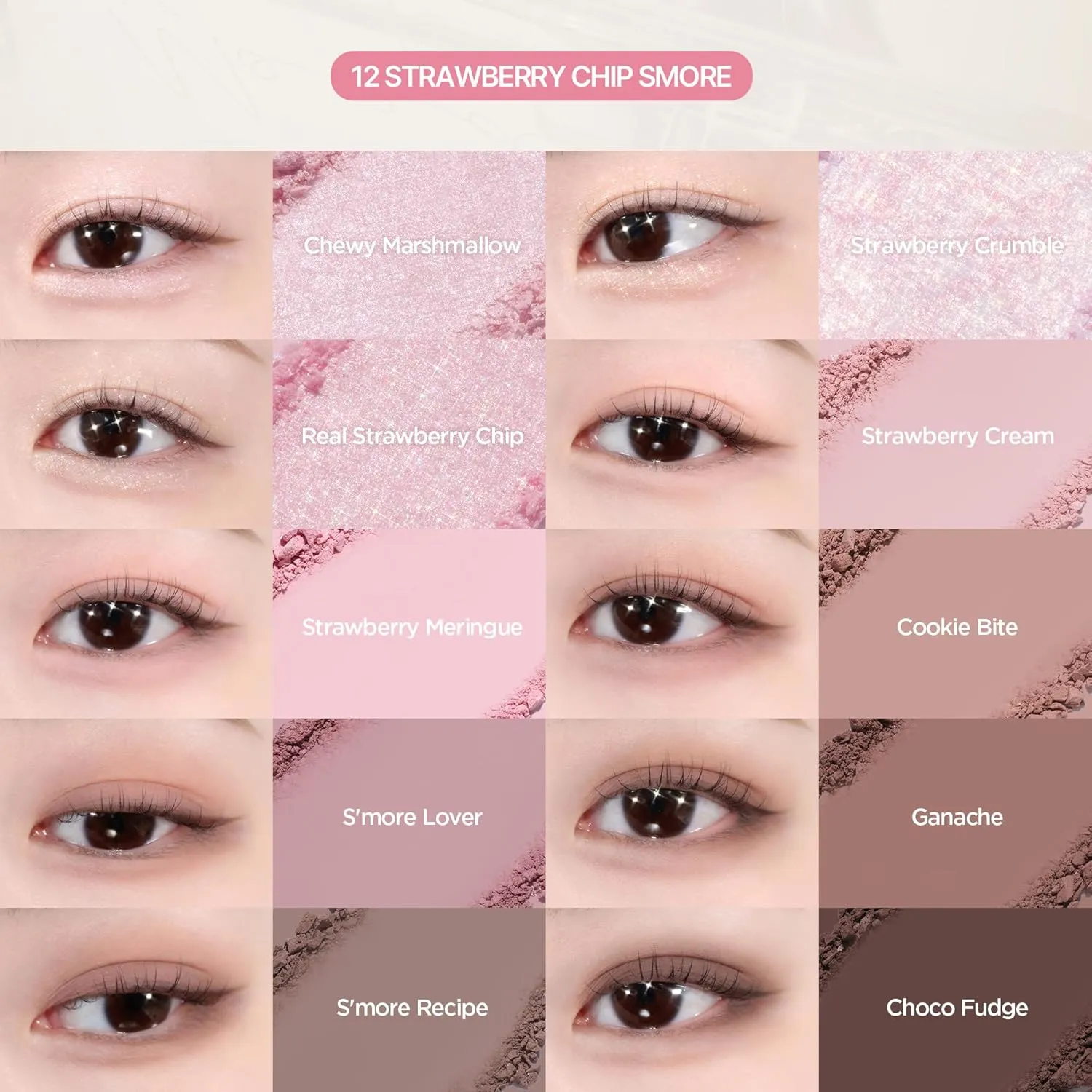 lilybyred Mood Keyboard | 10-Shade Korean Eyeshadow Palette, Highly Pigmented, Matte, Shimmer & Jelly Glitter, Smooth. Blendable, Long-Lasting, Dome-Shaped Design (12 Strawberry Chip Smore)