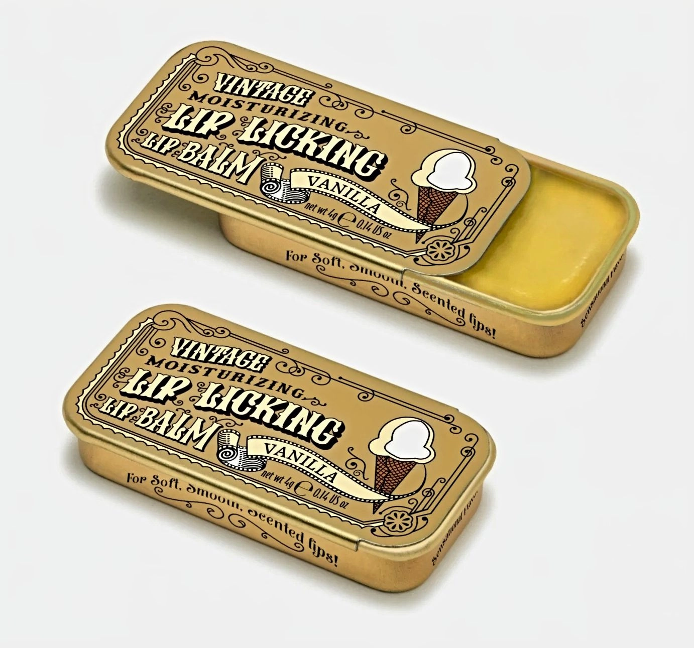 Lip Licking Lip Balm in Vintage Slider Tins