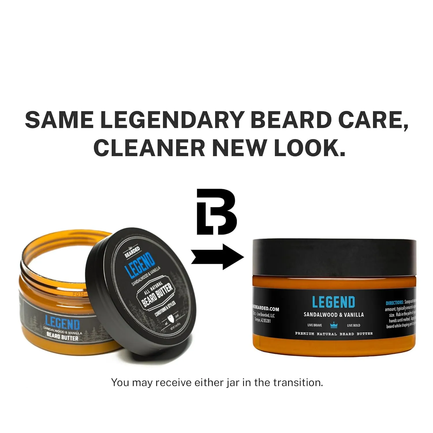 Live Bearded Beard Butter, 3 fl oz - Made in the USA - All-Natural Leave-in Conditioner and Softener with Shea | Legend Scent - Sandalwood, Vanilla