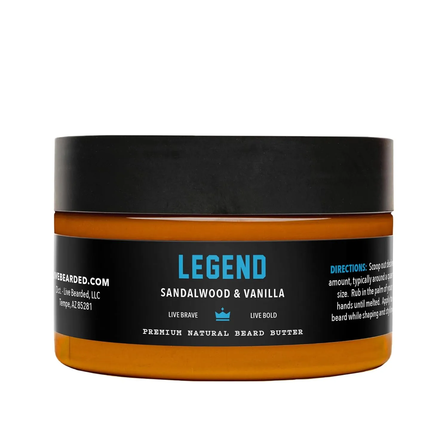 Live Bearded Beard Butter, 3 fl oz - Made in the USA - All-Natural Leave-in Conditioner and Softener with Shea | Legend Scent - Sandalwood, Vanilla