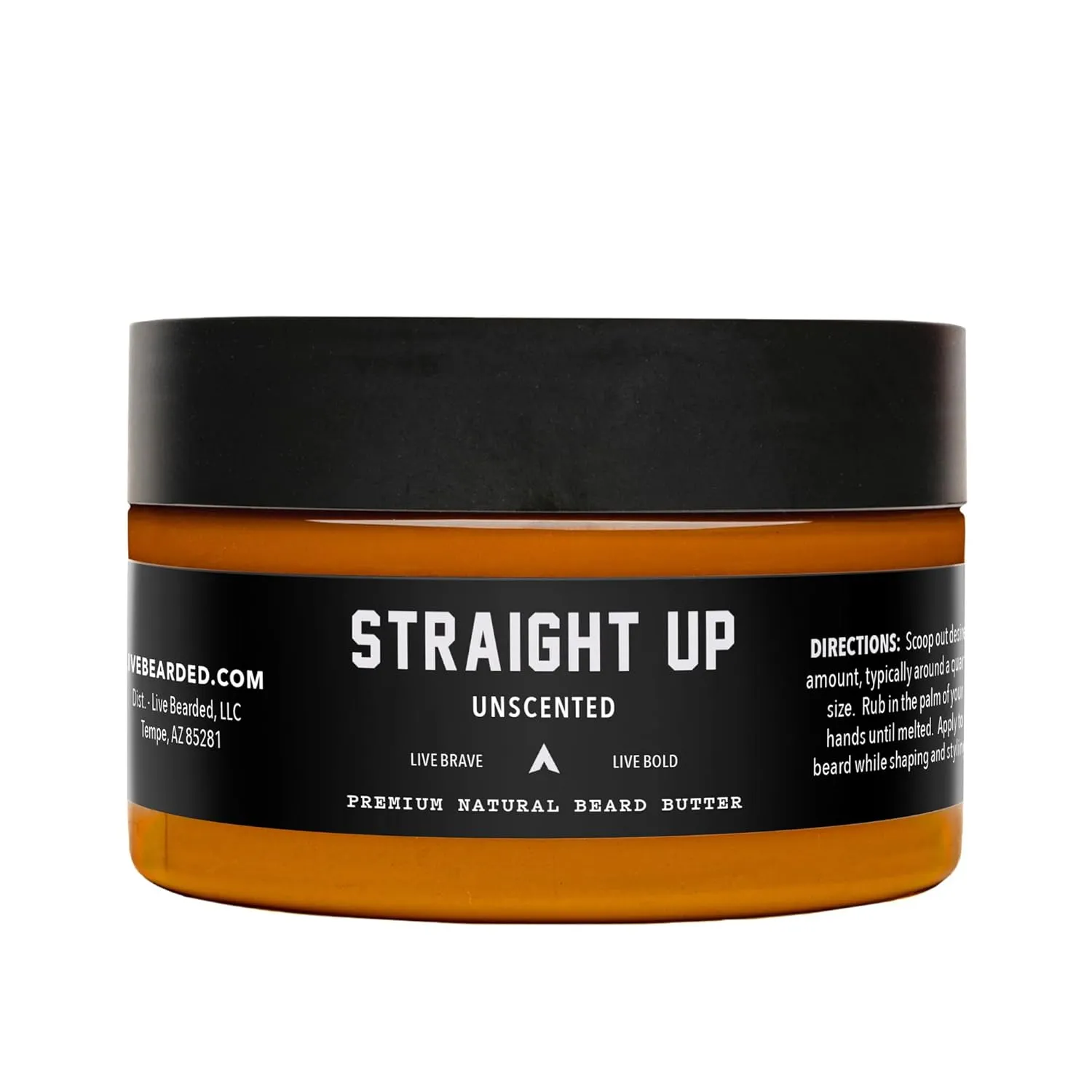 Live Bearded Beard Butter, 3 fl oz - Made in the USA - All-Natural Leave-in Conditioner and Softener with Shea | Straight Up Unscented - Fragrance-Free