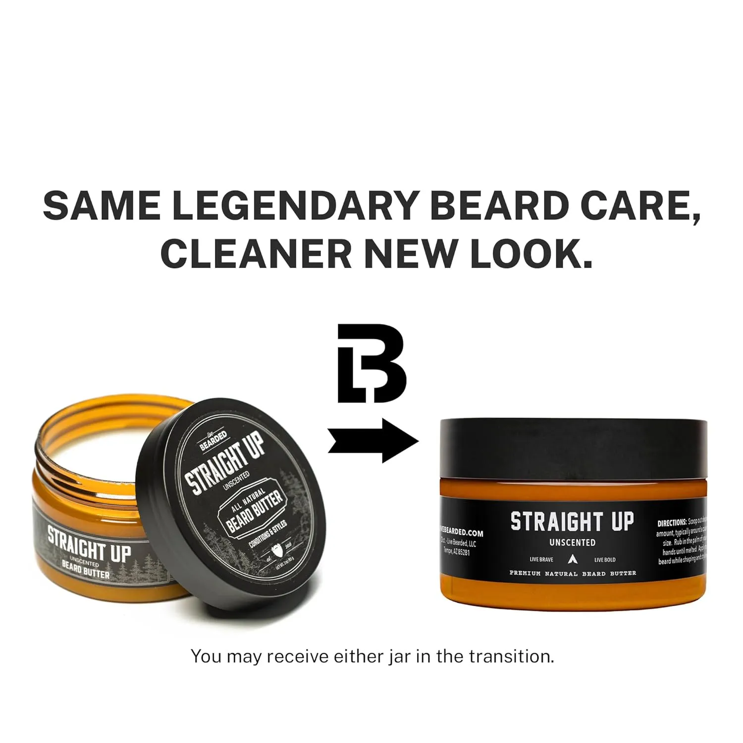 Live Bearded Beard Butter, 3 fl oz - Made in the USA - All-Natural Leave-in Conditioner and Softener with Shea | Straight Up Unscented - Fragrance-Free
