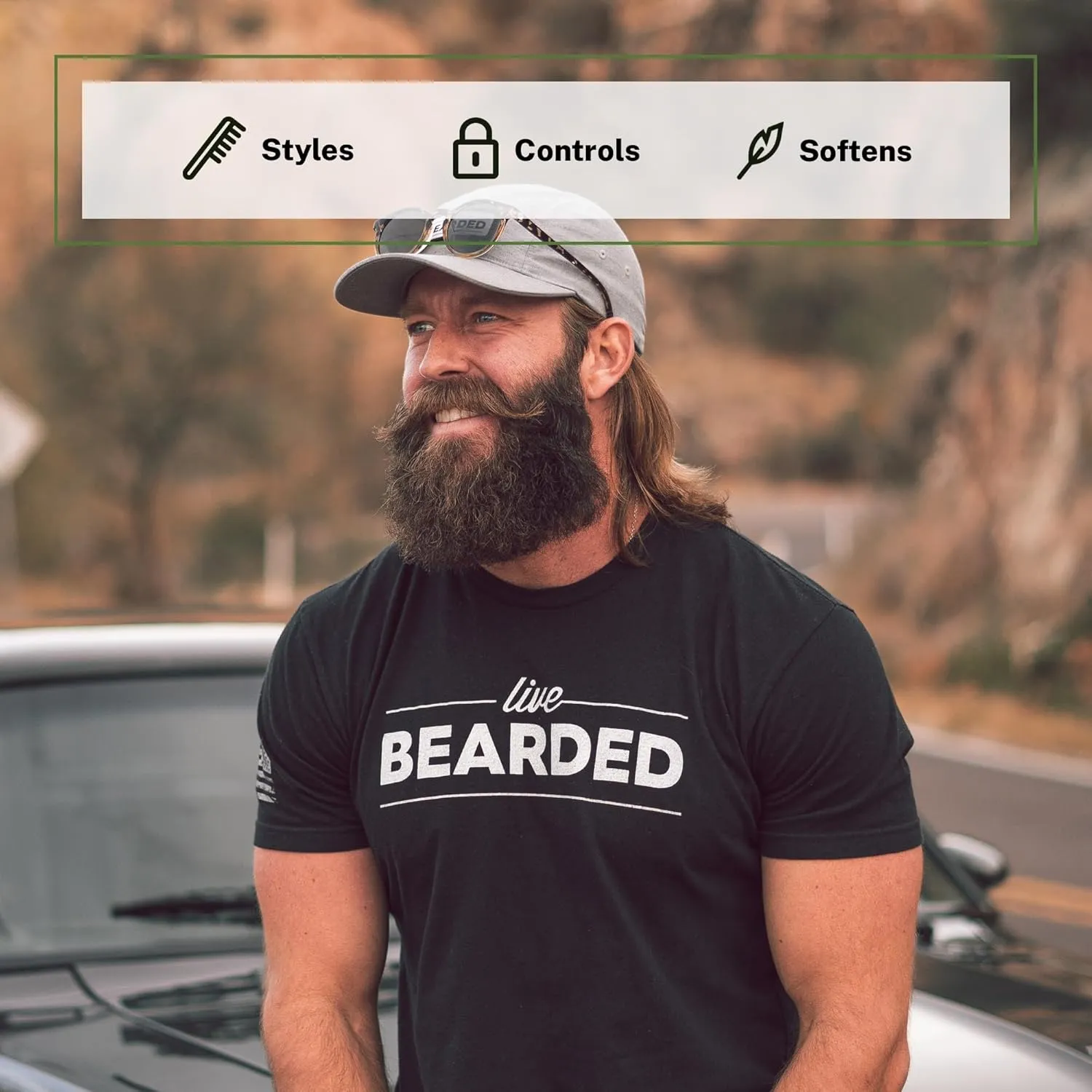 Live Bearded Beard Butter, 3 fl oz - Made in the USA - All-Natural Leave-in Conditioner and Softener with Shea | Tombstone Scent - Sweet Tobacco, Cedar