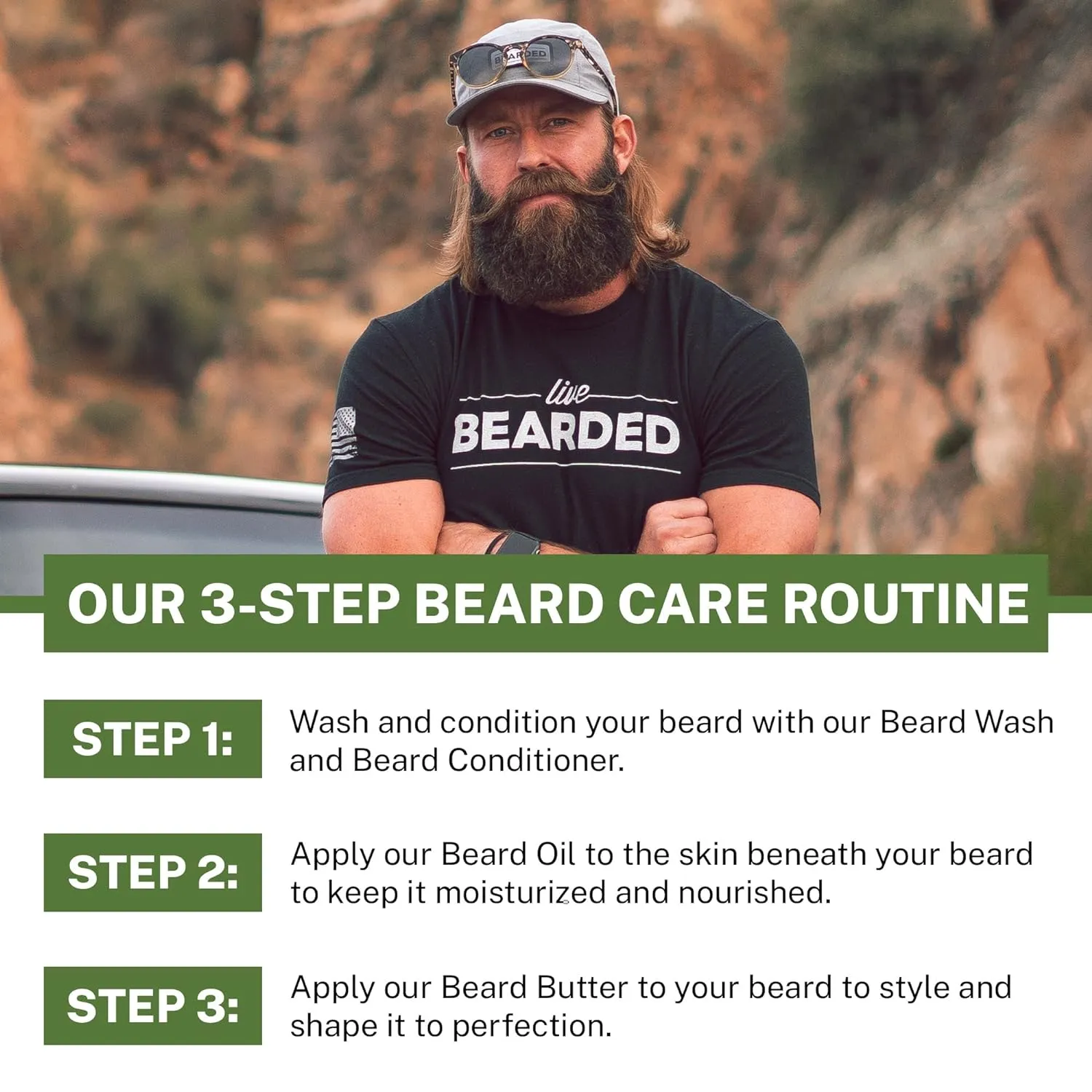 Live Bearded Beard Butter, 3 fl oz - Made in the USA - All-Natural Leave-in Conditioner and Softener with Shea | Tombstone Scent - Sweet Tobacco, Cedar