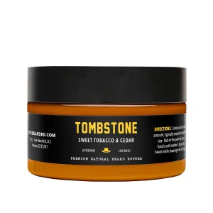 Live Bearded Beard Butter, 3 fl oz - Made in the USA - All-Natural Leave-in Conditioner and Softener with Shea | Tombstone Scent - Sweet Tobacco, Cedar