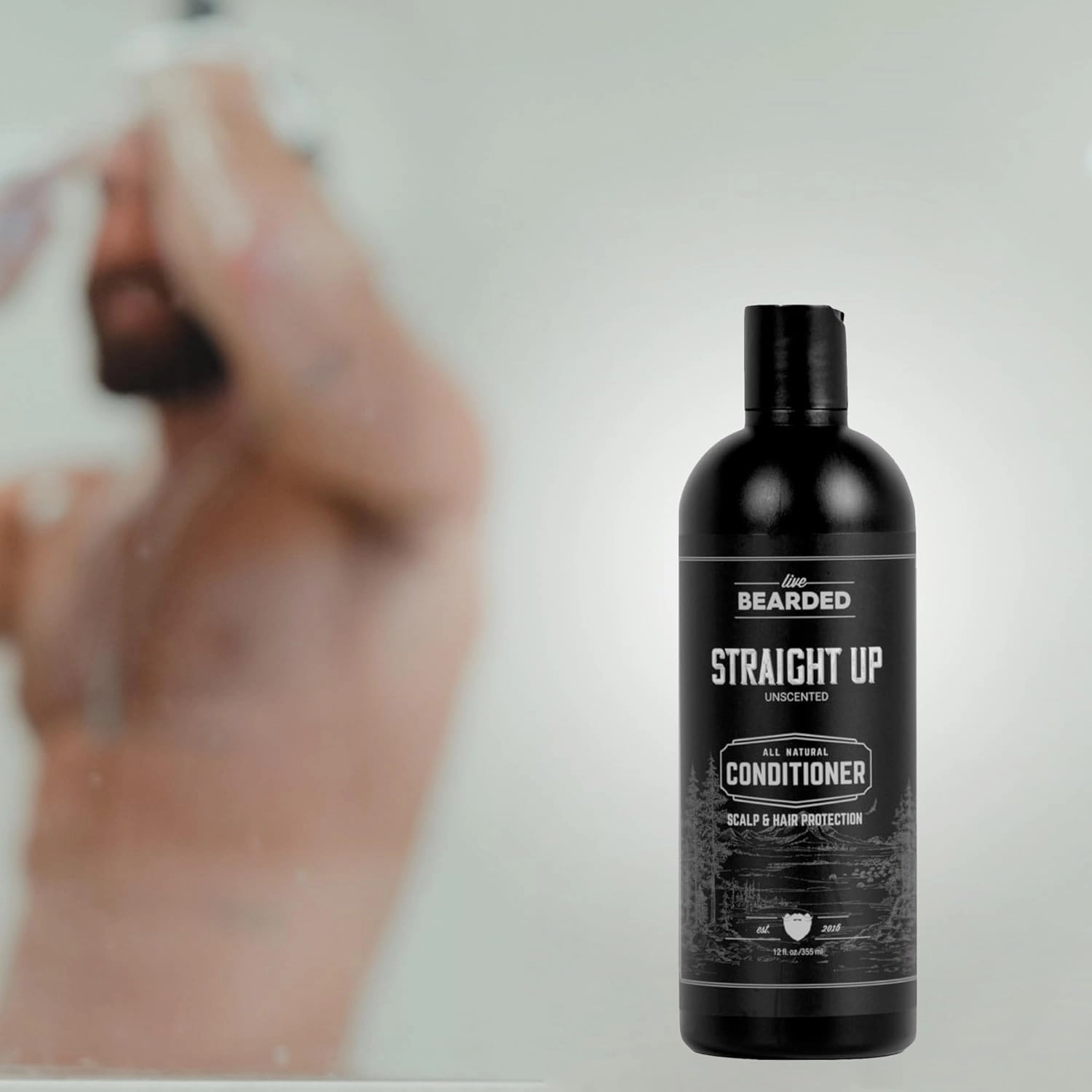 Live Bearded All-Natural Conditioner for Men - Promotes Hair Growth - Thinning and Hairloss - Deep Conditioning, Moisturizing | Straight Up - Fragrance-Free Unscented