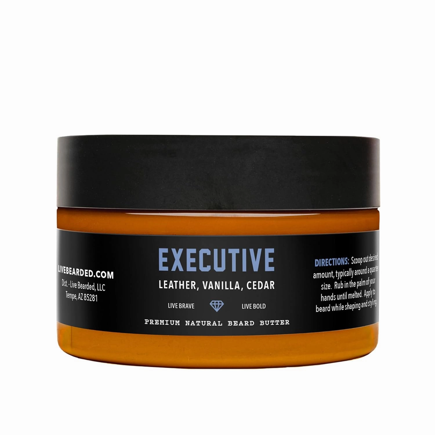 Live Bearded Beard Butter, 3 fl oz - Made in the USA - All-Natural Leave-in Conditioner and Softener with Shea | Executive Scent - Cedar, Vanilla