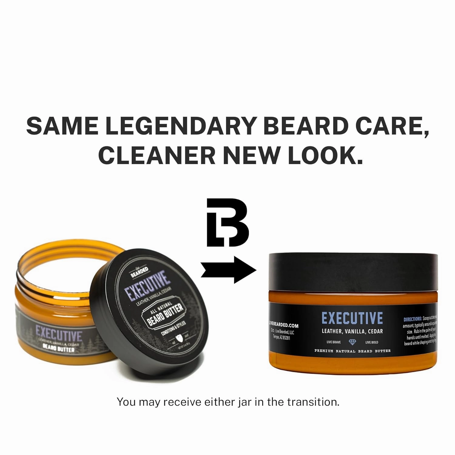 Live Bearded Beard Butter, 3 fl oz - Made in the USA - All-Natural Leave-in Conditioner and Softener with Shea | Executive Scent - Cedar, Vanilla