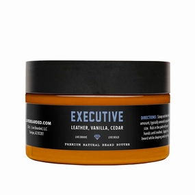 Live Bearded Beard Butter, 3 fl oz - Made in the USA - All-Natural Leave-in Conditioner and Softener with Shea | Executive Scent - Cedar, Vanilla