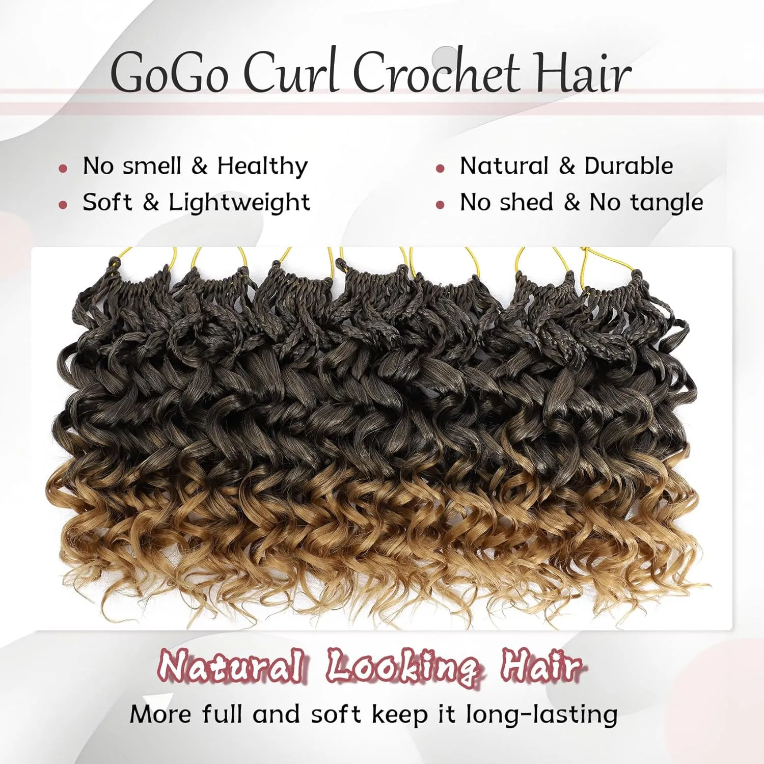 LIYATE 7 Packs Gogo Curl Crochet Hair for Women 10 Inch Pre-Twisted Curly Crochet Hair Deep Ocean Beach Curl Crochet Braids Synthetic Braiding Hair Extensions (10 Inch, 1B/27)