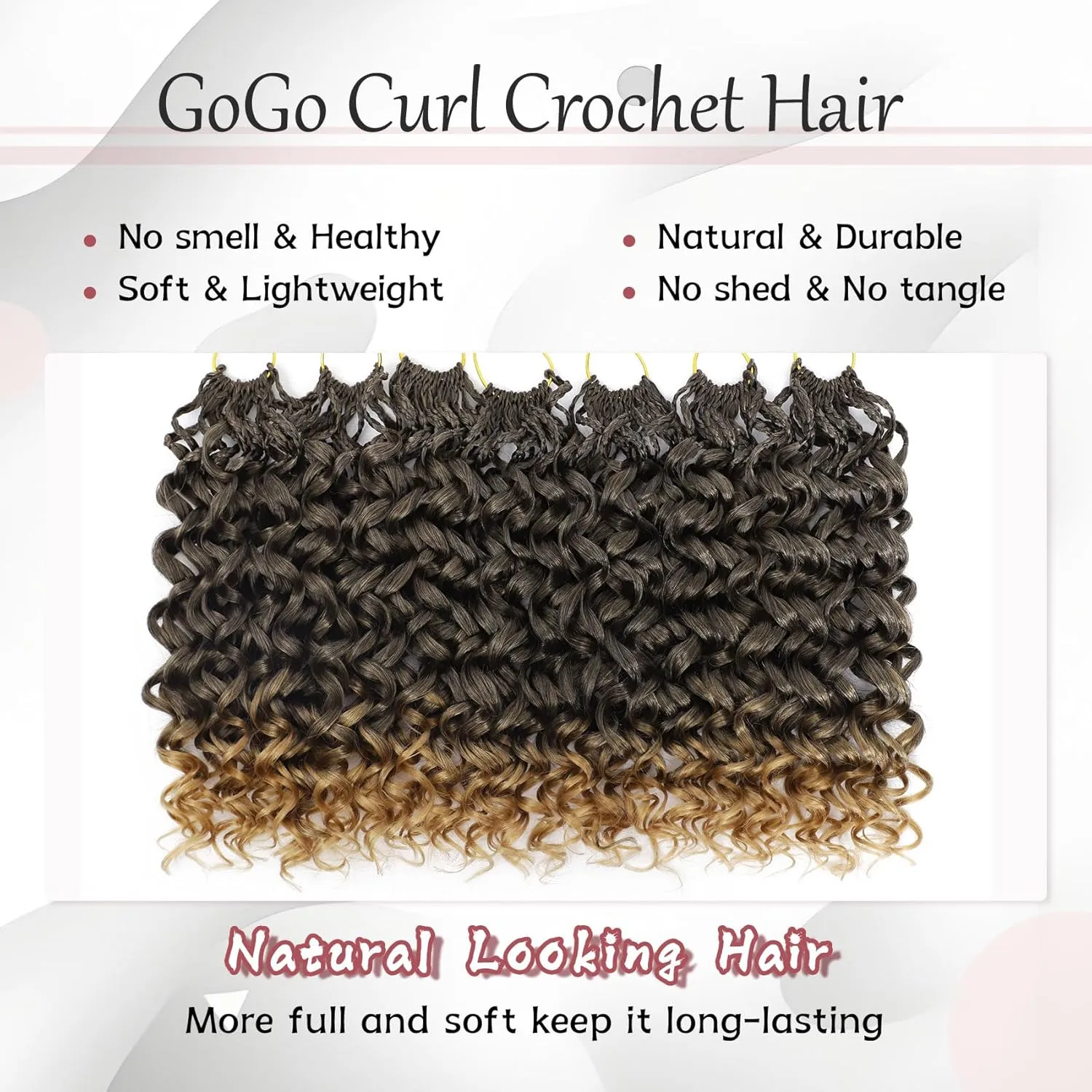 LIYATE 7 Packs Gogo Curl Crochet Hair for Women 18 Inch Pre-Twisted Curly Crochet Hair Deep Ocean Beach Curl Crochet Braids Synthetic Braiding Hair Extensions (18 Inch, 1B/27)