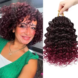 LIYATE 7 Packs Gogo Curl Crochet Hair for Women 8 Inch Pre-Twisted Curly Crochet Hair Deep Ocean Beach Curl Crochet Braids Synthetic Braiding Hair Extensions (8 Inch, 1B/Bug)