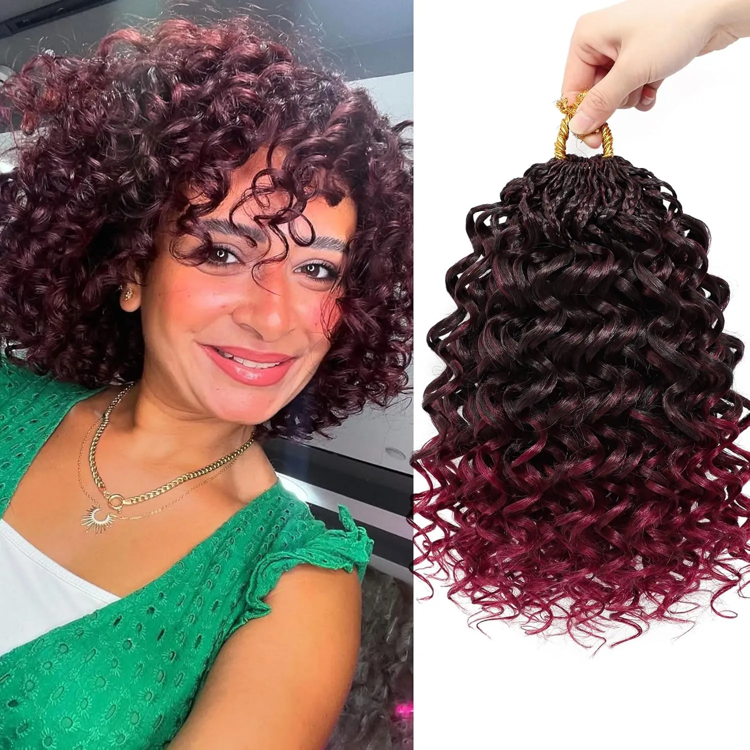 LIYATE 7 Packs Gogo Curl Crochet Hair for Women 8 Inch Pre-Twisted Curly Crochet Hair Deep Ocean Beach Curl Crochet Braids Synthetic Braiding Hair Extensions (8 Inch, 1B/Bug)