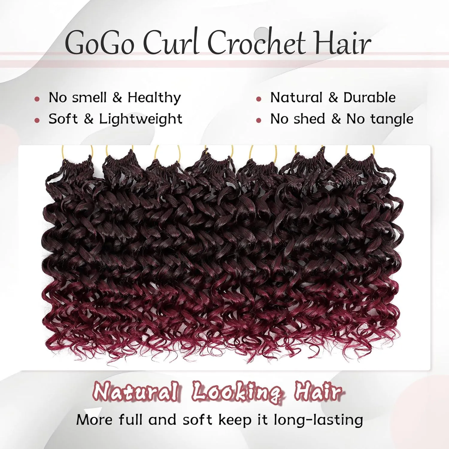 LIYATE 7 Packs Gogo Curl Crochet Hair for Women 8 Inch Pre-Twisted Curly Crochet Hair Deep Ocean Beach Curl Crochet Braids Synthetic Braiding Hair Extensions (8 Inch, 1B/Bug)