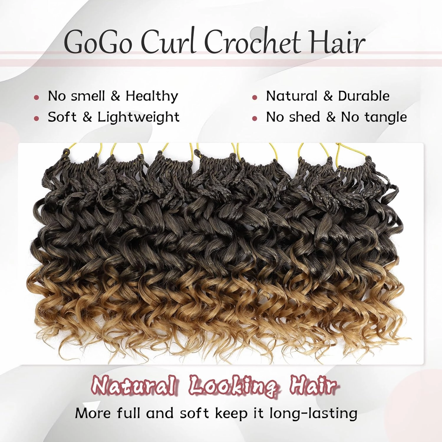 LIYATE 7 Packs Gogo Curl Crochet Hair for Women 10 Inch Pre-Twisted Curly Crochet Hair Deep Ocean Beach Curl Crochet Braids Synthetic Braiding Hair Extensions (10 Inch, 1B/27)