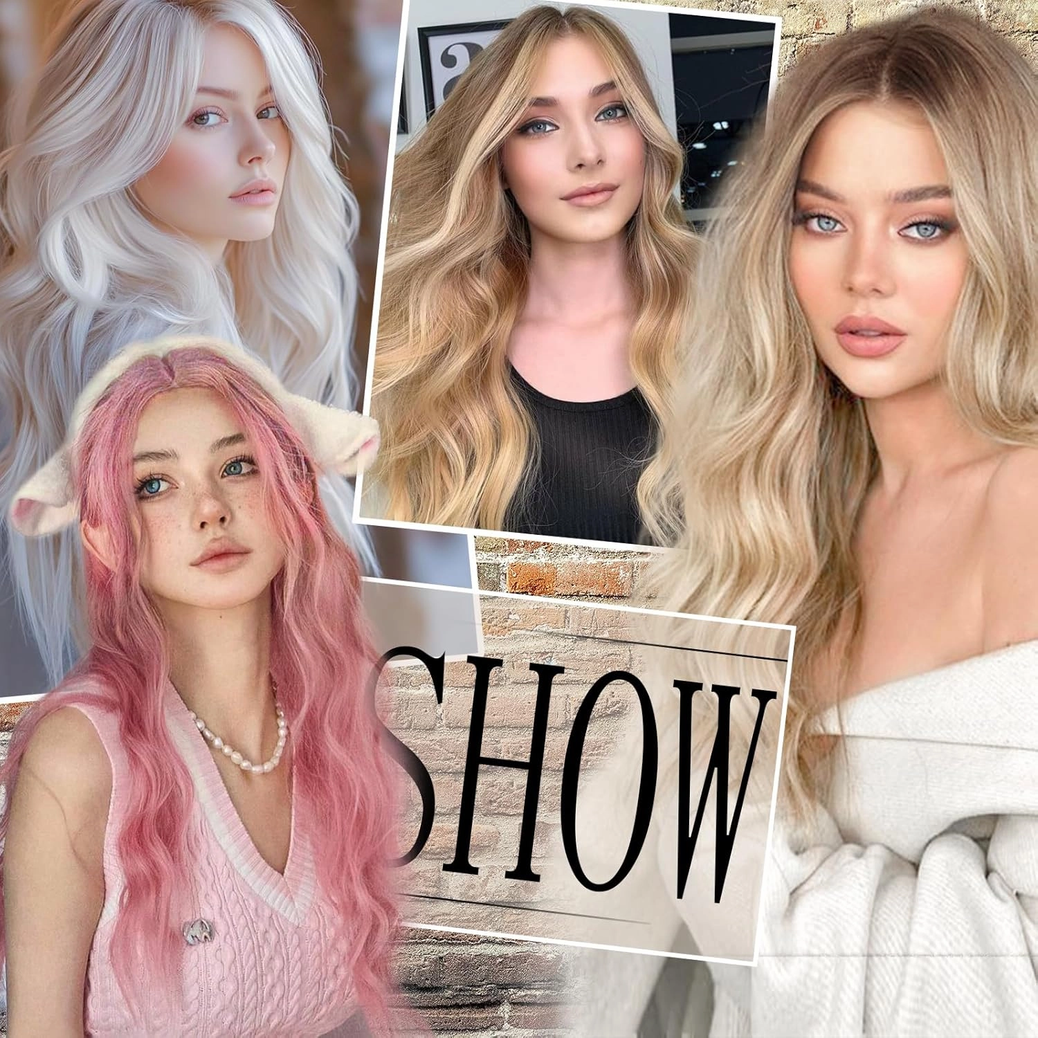Long Pink Wavy Wig for Women 26 Inch Middle Part Curly Wavy Wig Natural Looking Synthetic Heat Resistant Fiber Wig for Daily Wear, Party, Cosplay