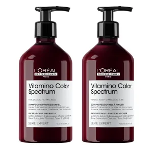 L'Oréal Professionnel Paris Vitamino Color Spectrum Shampoo & Deep Conditioner Set - Maintains Day 1 Color Vibrancy, Provides Ultra High Glass Shine For All Colored Hair, Gently Cleanses & Nourishes