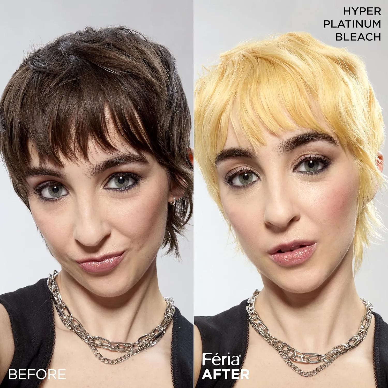L'Oreal Paris Feria Hyper Platinum Advanced Lightening System Hair Bleach, Lifts Up To 8 Levels, Includes Anti Brass Purple Conditioner, 1 Hair Dye Kit