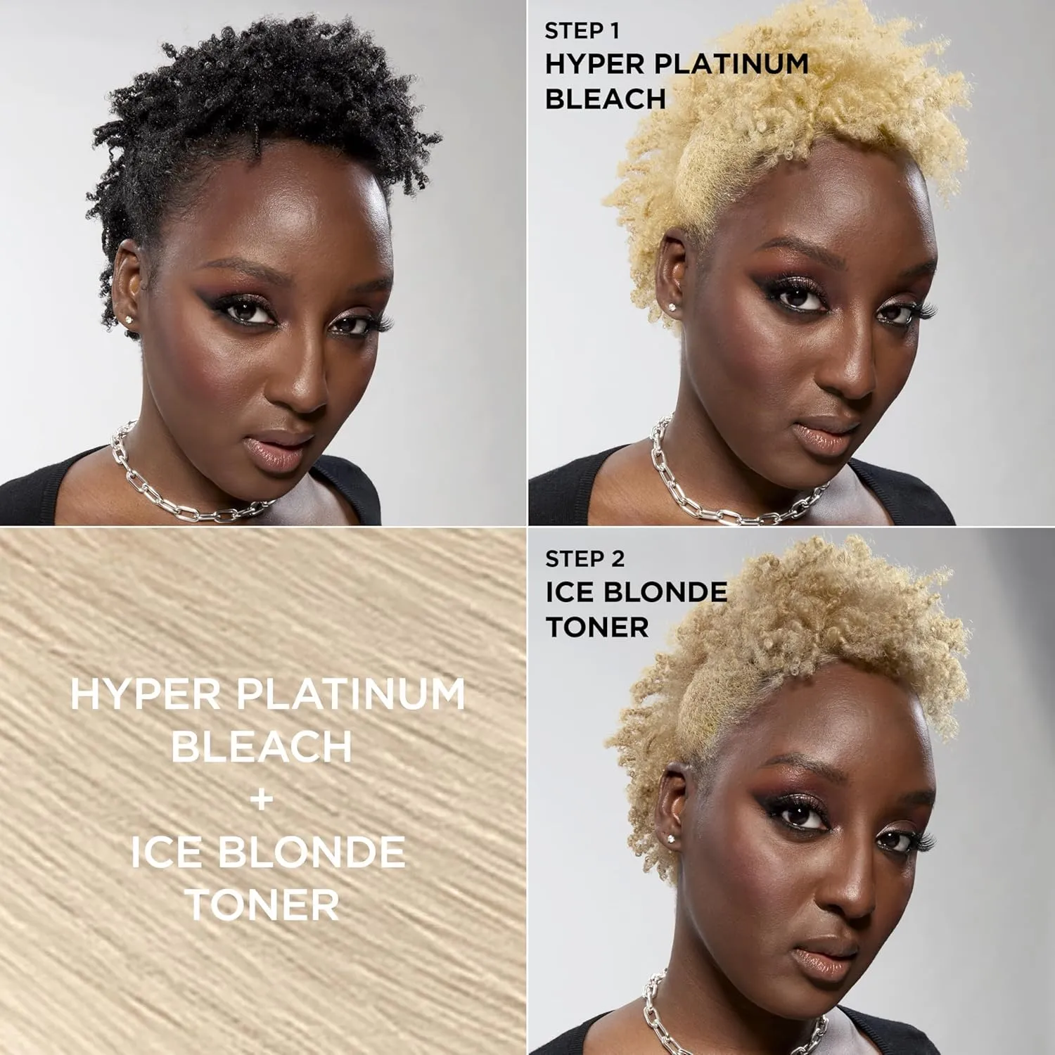 L'Oreal Paris Feria Hyper Platinum Advanced Lightening System Hair Bleach, Lifts Up To 8 Levels, Includes Anti Brass Purple Conditioner, 1 Hair Dye Kit