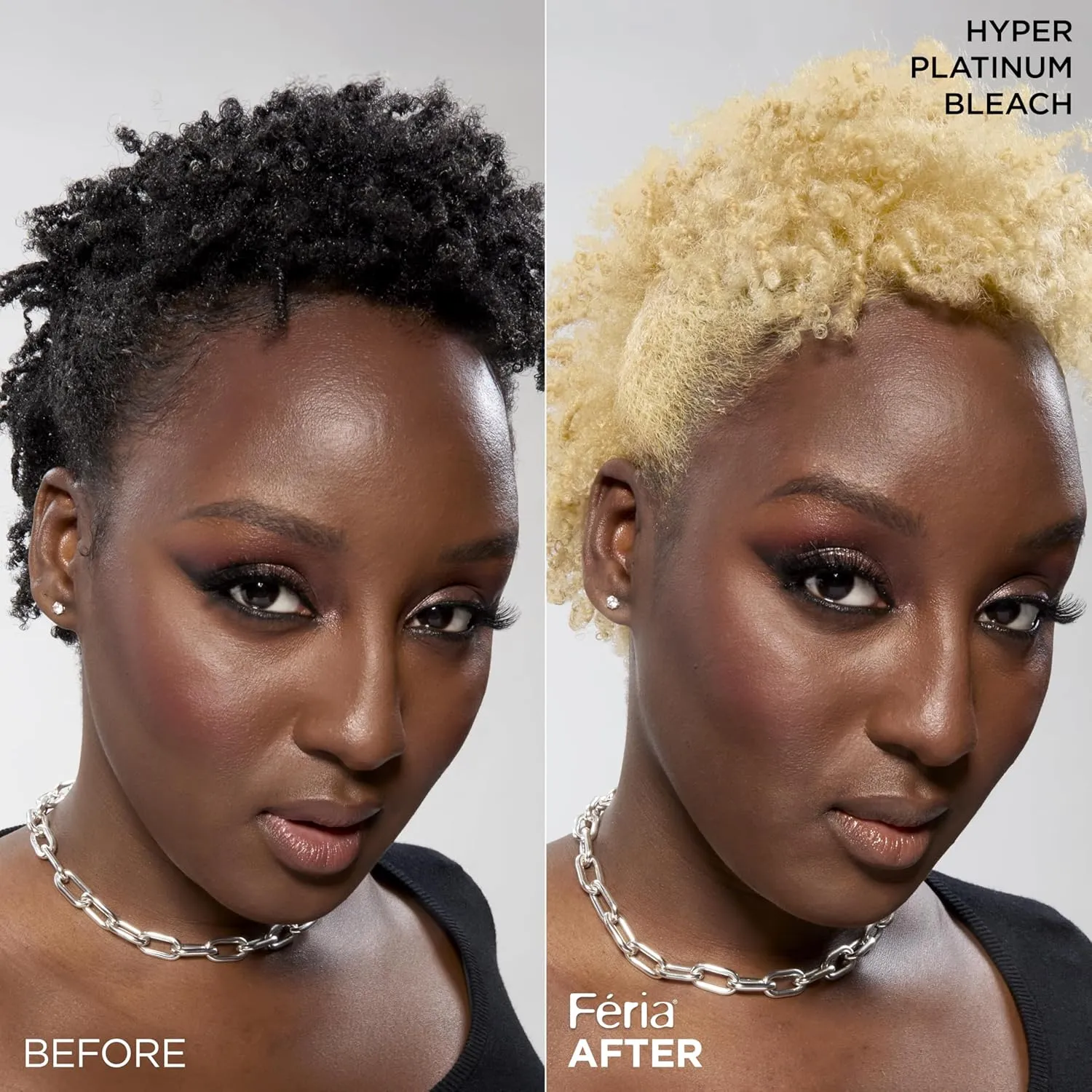 L'Oreal Paris Feria Hyper Platinum Advanced Lightening System Hair Bleach, Lifts Up To 8 Levels, Includes Anti Brass Purple Conditioner, 1 Hair Dye Kit