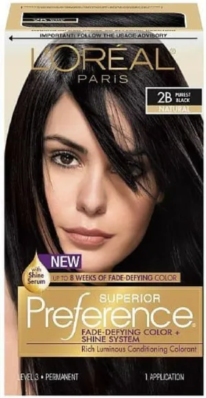 L'Oreal Paris Superior Preference Hair Color, 2B Purest Black
