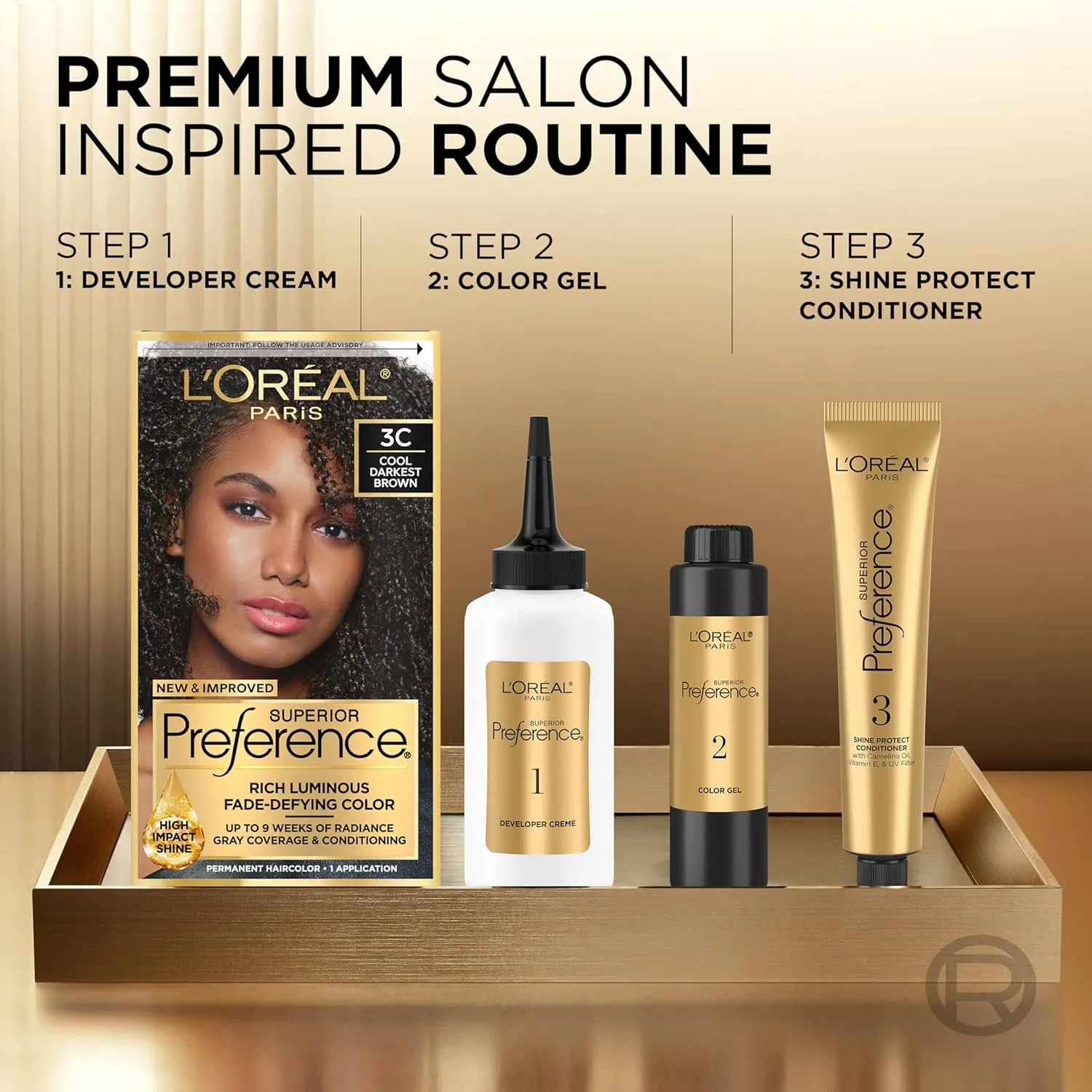 L'Oreal Paris Superior Preference Luminous Fade-Defying Permanent Hair Color, Hair Dye For Up to 9 Weeks of Radiance, Chic Auburn Brown 6AB, 1 Hair Dye Kit (Pack of 2)