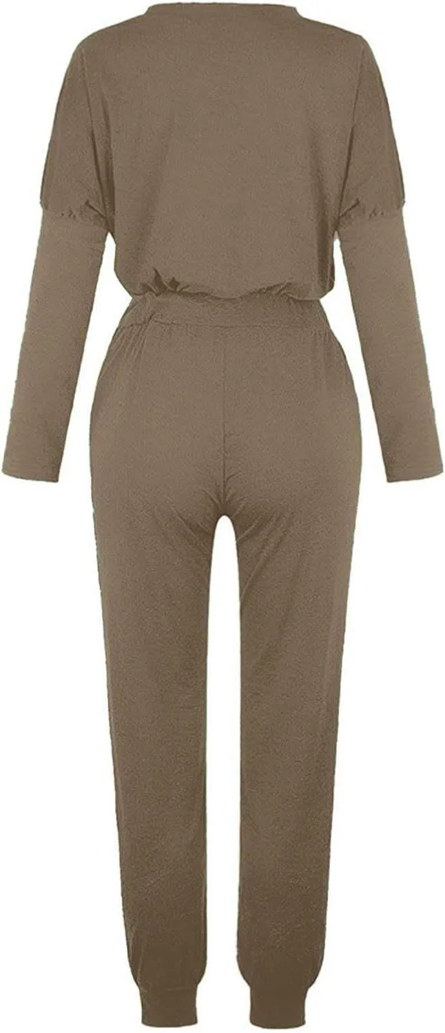 Lounge Matching Set Long Sleeve Crewneck Pullover Tops and Long Pants Casual Lapel Half Zip Tracksuit Sweatsuit