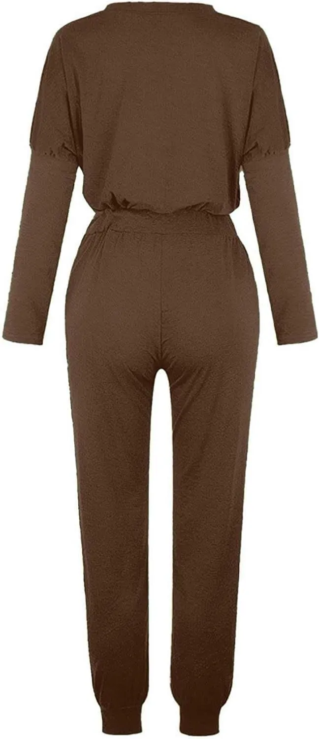 Lounge Matching Set Long Sleeve Crewneck Pullover Tops and Long Pants Casual Lapel Half Zip Tracksuit Sweatsuit